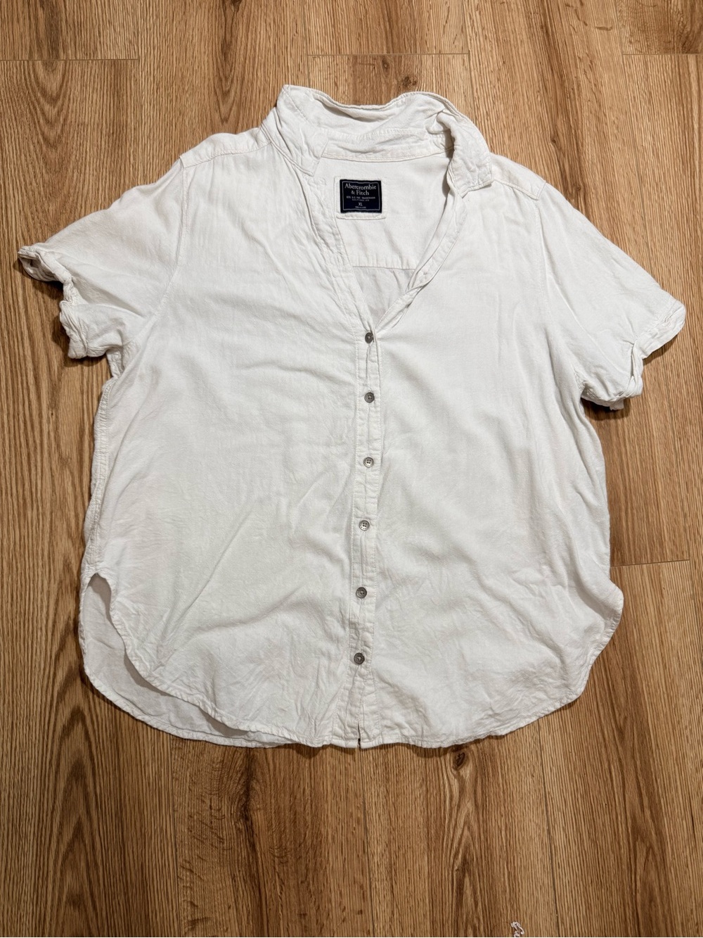 Abercrombie & Fitch Womens XL White Linen Blend Shirt